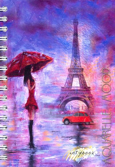 Записная книжка 100 листов, А6, гребень, Дождь в Париже (С0592-106) АппликА 