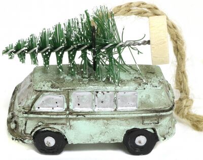 Новогоднее подвесное украшение Зеленый фургон с ёлкой Miland 