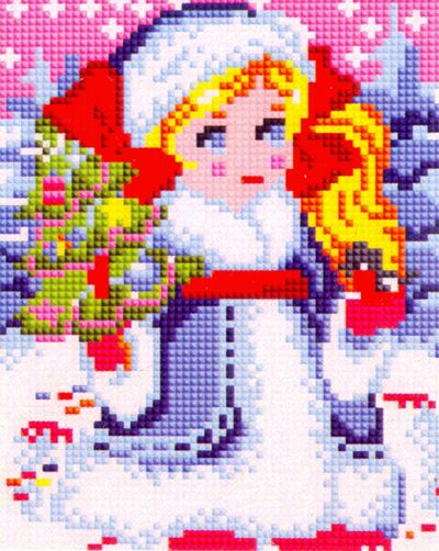 Алмазная мозаика Снежная девочка с ёлочкой Рыжий Кот 