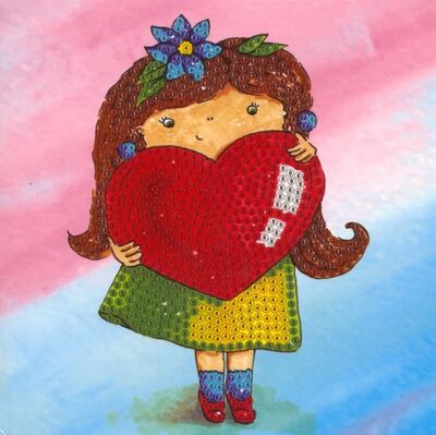 Алмазная мозаика-открытка "Девочка с сердечком" (M-10479) MAZARI 