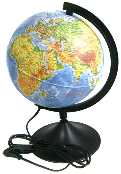 Глобус Земли физический с подсветкой (д-р 210) (ГЗ-210фп) TUKZAR 