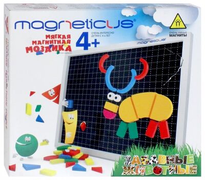 Мозаика магнитная "Забавные животные" (65 элементов, 5 цветов) (MA-60) Magneticus 
