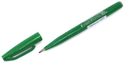 Фломастер-кисть, зеленый цвет (SES15C-D) Pentel 