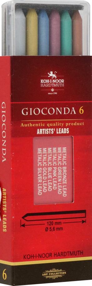 Стержни для для цанговых карандашей Gioconda 4380, 6 цветов металлик Koh-I-Noor 