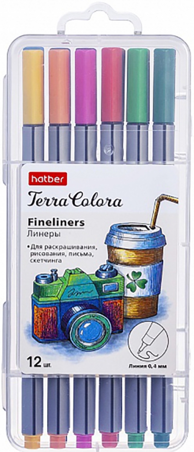 Набор линеров Terra Colora. Travel, 12 цветов, на водной основе Хатбер 