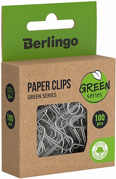 Скрепки Green Series, 28 мм, 100 штук Berlingo 