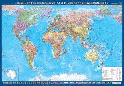 Книга: Карта "Мир" картон (КН 23); Атлас-Принт, 2018 