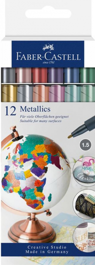 Маркеры Metallics, 12 цветов металлик Faber-Castell 