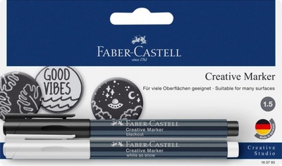 Маркеры, 2 штуки, белый, черный Faber-Castell 