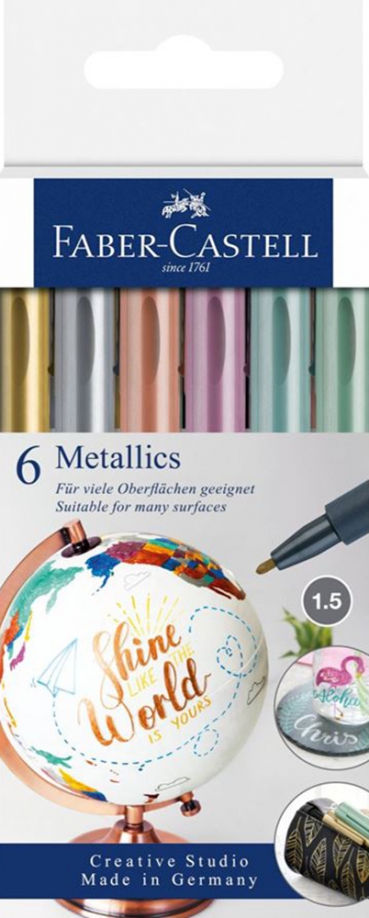 Маркеры Metallics, 6 цветов металлик Faber-Castell 