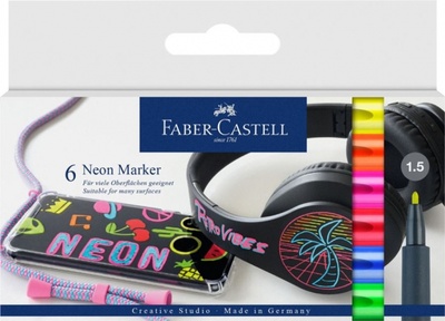 Маркеры, 6 цветов неон Faber-Castell 