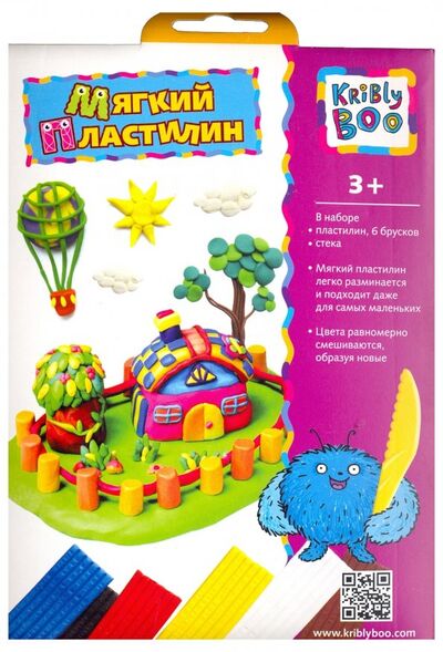 Пластилин для детской лепки (6 цветов, 90 гр) (68429) KriBly Boo 