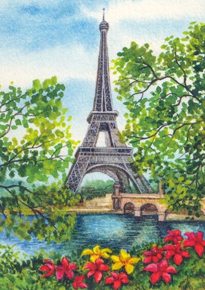 Алмазная мозаика Весна в Париже Оригами 