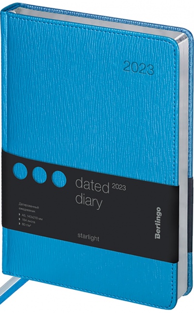 Ежедневник датированный на 2023 год Starlight, А5, 184 листа, голубой Berlingo 