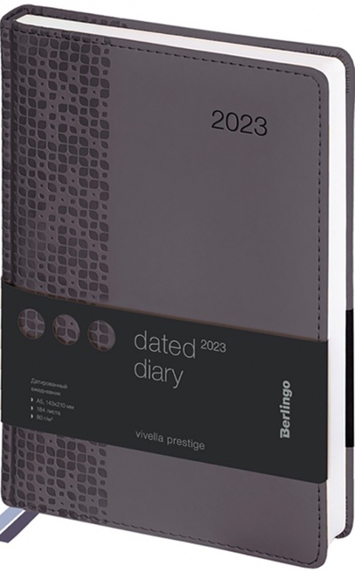 Ежедневник датированный на 2023 год Prestige, 184 листа, А5, серый Berlingo 