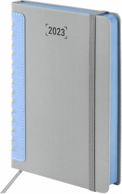 Ежедневник датированный на 2023 год Original, серый/голубой Brauberg 