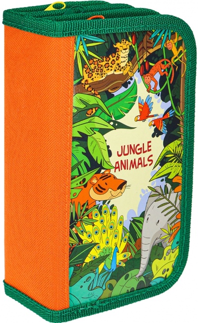 Пенал Животные из джунглей, 3 отделения Проф-Пресс 