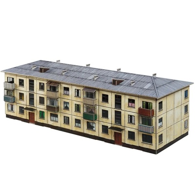 Книга: Модель из картона «Хрущёвка. Модель панельного многоквартирного дома». Масштаб 1/87; Умная Бумага, 2023 