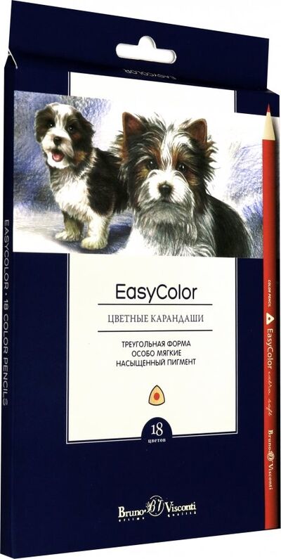 Карандаши цветные "Easycolor" (18 цветов, трехгранные) (30-0029) Bruno Visconti 
