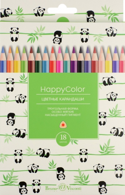 Карандаши цветные HappyColor, 18 цветов, в ассортименте Bruno Visconti 