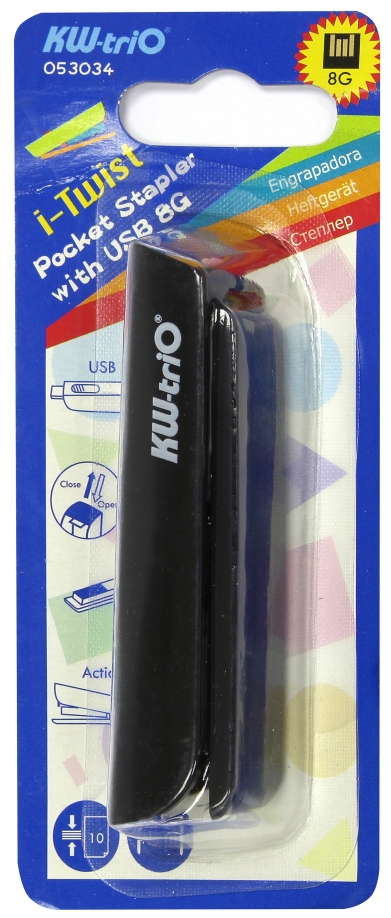 Степлер 8G "USB Twist N10" ассортимент, 50 скоб (053034) KW-TRIO 