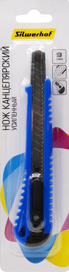 Нож канцелярский, ширина лезвия 9 мм., цвет в ассортименте (1399409) Silwerhof 