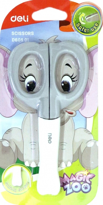 Ножницы детские "Magic Zoo" (125 мм, в ассортименте) (ED60501) DELI 