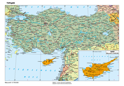 Книга: Административная карта Турции GlobusOff 70*40 см, 2022 