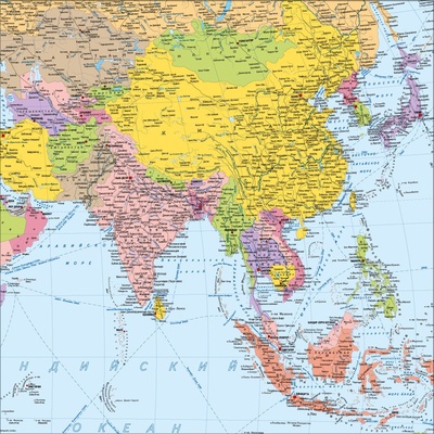 Книга: Карта Азиатско-Тихоокеанского региона GlobusOff 100х100 см, 2021 