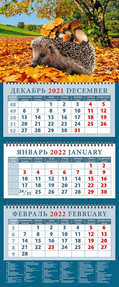 Календарь 2022 "Ежик с грибами" (14261) День за днём 