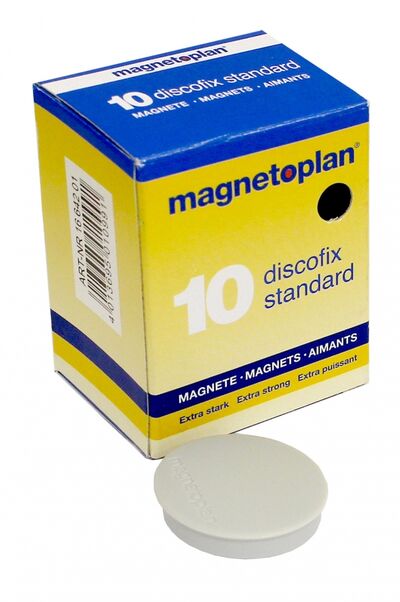 Магниты Standart, 30х8 мм, сила 0,8 кг, серые (1664201) Magnetoplan 