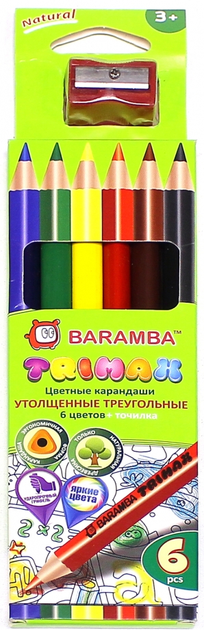 Карандаши цветные треугольные утолщенные (6 цветов) (B33306/T) Jovi 