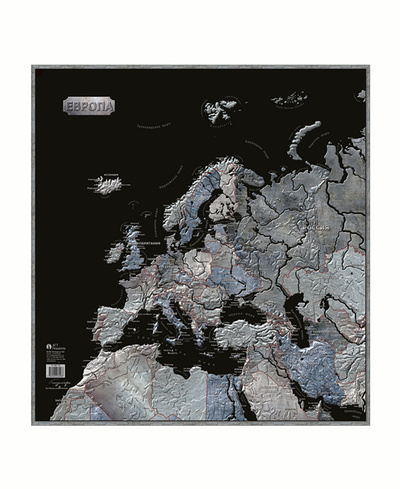 Книга: Карта Европы настенная в металлическом стиле в тубусе, АГТ Геоцентр, 90х90 см, 2022 