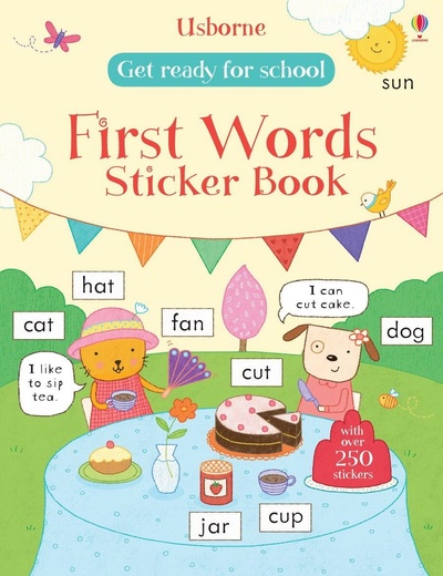 Книга: Книга с наклейками-стикерами Первые слова / Usborne Get ready for school First Words sticker book (Hannah Wood) ; Usborne Publishing Ltd., 2015 