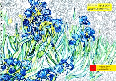 Альбом для рисования 30 листов, гребень, Ирисы (АС302237) Канц-Эксмо 