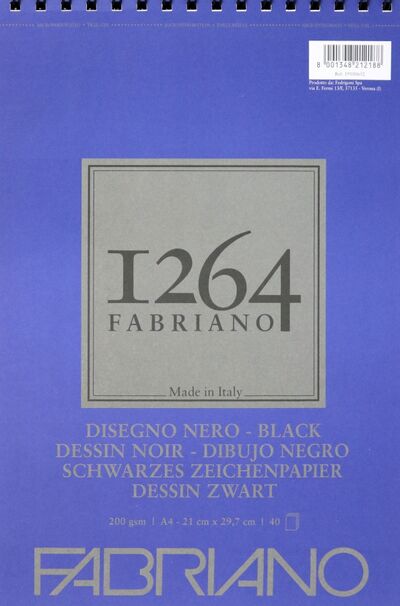 Альбом для графики (40 листов, А4, 200г/м2), 1264 BLACK (19100652) FABRIANO 