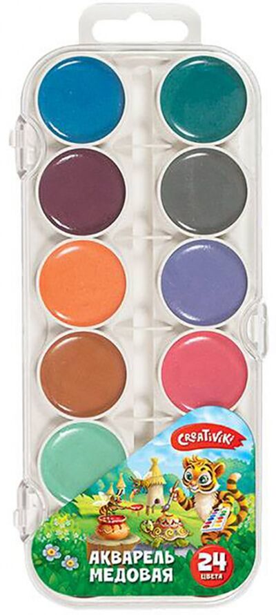 Краски акварельные карамельные, 24 цвета, без кисточки (АКВП24КР) Creativiki 
