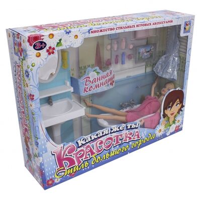 Набор мебели с куклой "Ванная комната" (Т54501) 1TOY 