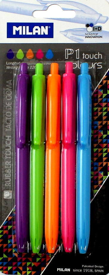 Набор ручек шариковых, 5 цветов "P1 touch colours" (MI-BWM10303) Milan 