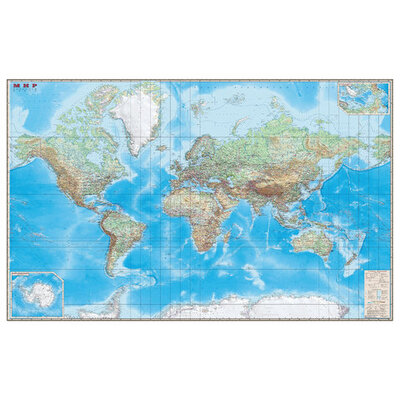 Книга: Настенная физическая карта мира Мир. Обзорная карта масштаб 1:15 млн