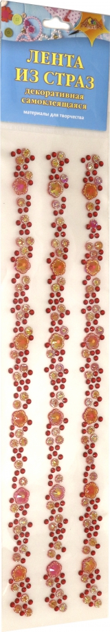 Декоративная самоклеящаяся лента из страз "Красная" (С3533-08) АппликА 
