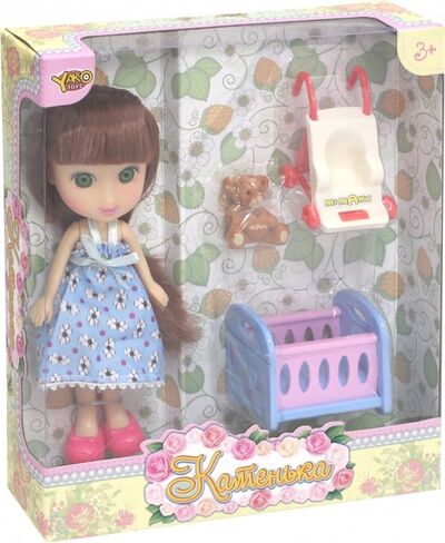 Кукла "Катенька" с набором "Кроватка и коляска" (М6614) Yako 