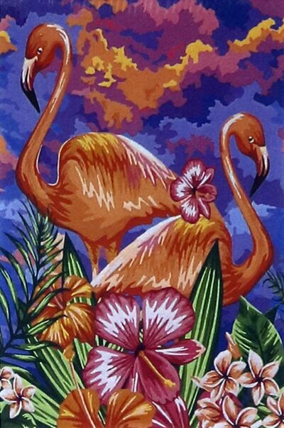 Рисование по номерам "Яркие фламинго" (30*40) (KA052) Русская живопись 