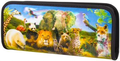 Пенал-косметичка с эффектом 3D "Зоопарк" (одно отделение, без наполнения, 22х10х5 см) (227302) Brauberg 