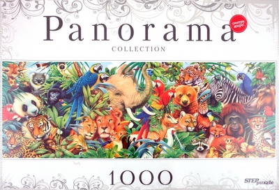 Пазл-панорама. Мир животных, 1000 элементов Степ Пазл 