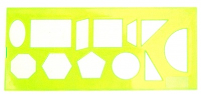 Трафарет геометрических фигур, 12 элементов, флуоресцентный, прозрачный СТАММ 