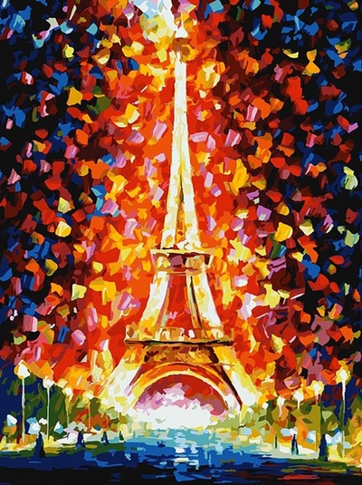 Живопись на холсте. Париж - огни Эйфелевой башни, 30х40 см Белоснежка 