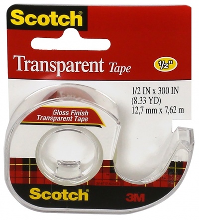 Клейкая лента "Transparent", прозрачная, 12,7 мм х7,62 м Scotch 