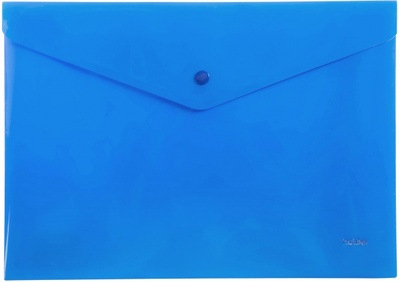 Папка-конверт на кнопке, А4, 180 мкм, синяя Хатбер 