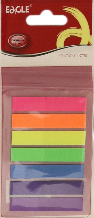 Закладки клейкие пластиковые Eagle, 8х44 мм, 7 цветов по 20 штук, неоновые цвета 